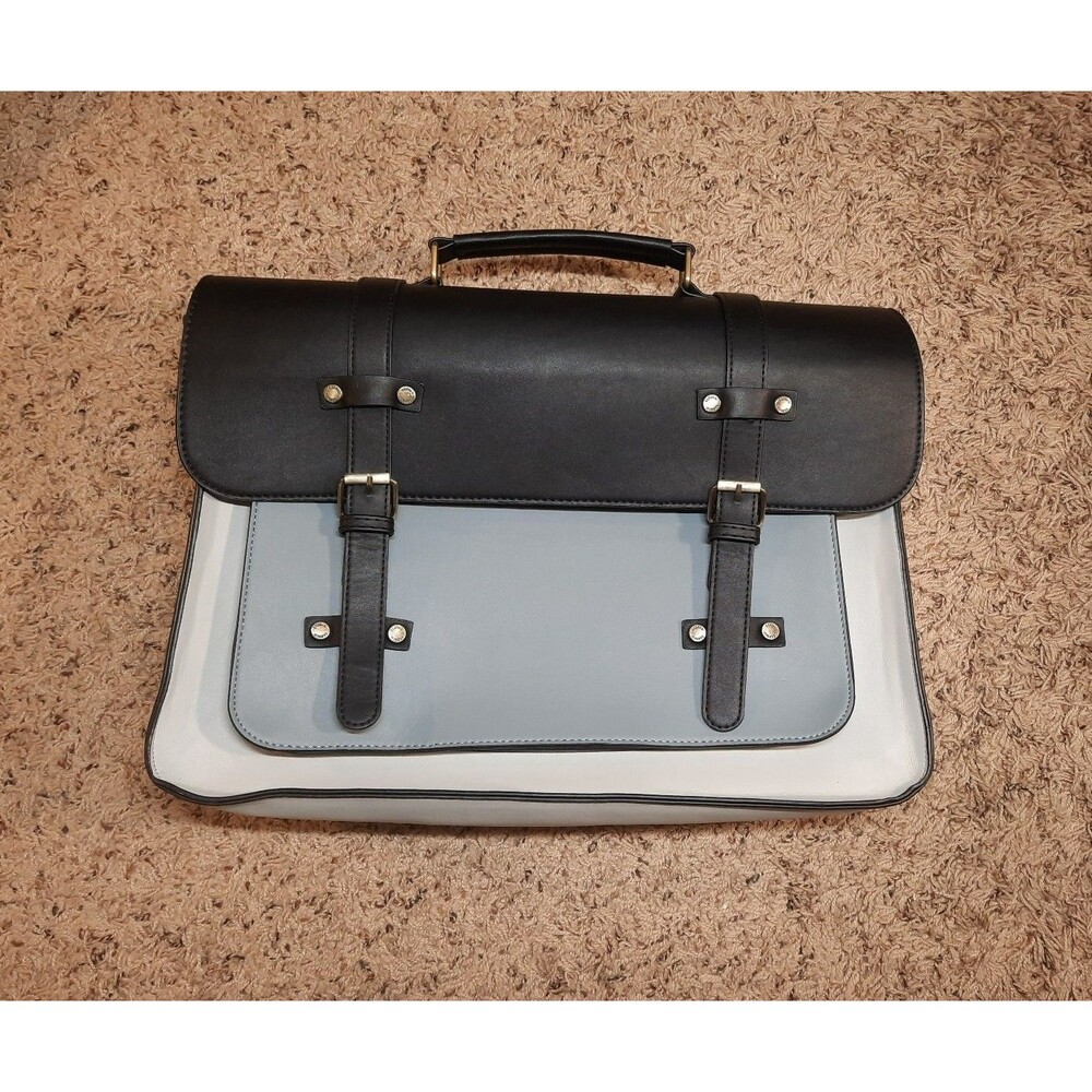 Women's Light Gray Blue and Black Ecocusi Laptop Briefcase